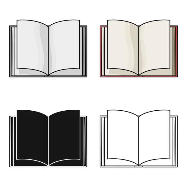 Открытая иконка книги в карикатурном стиле выделена на белом фоне. Векторная иллюстрация символов книг . — стоковый вектор