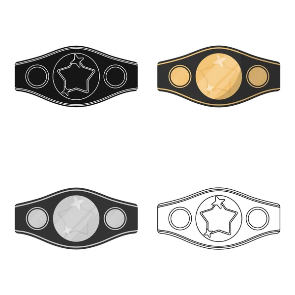 Boxing championship belt icon in combo style isolated on white background. Boxing symbol stock vector illustration. — Stock Vector