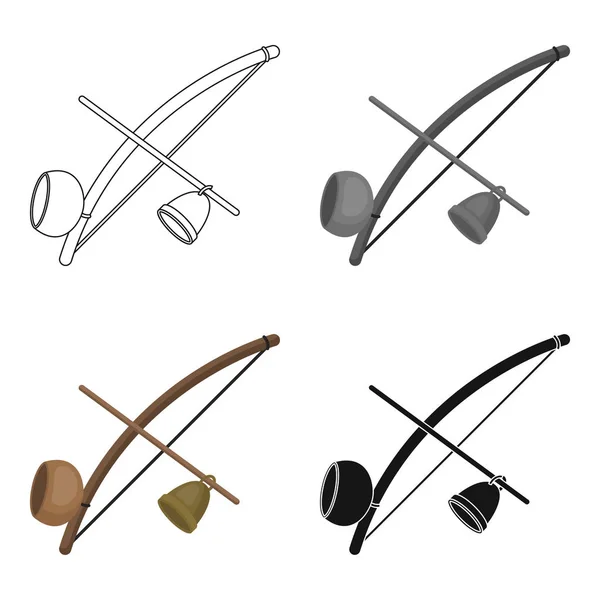 Icono de Berimbau en estilo de dibujos animados aislado sobre fondo blanco. Brasil país símbolo stock vector ilustración . — Archivo Imágenes Vectoriales