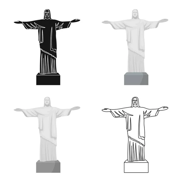 Icône du Christ Rédempteur en dessin animé isolé sur fond blanc. Brésil pays symbole illustration vectorielle de stock . — Image vectorielle