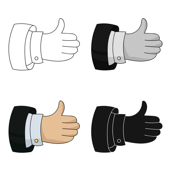 Thumb up icon in cartoon style isolated on white background. Conference and negetiations symbol stock vector illustration. — Stock Vector