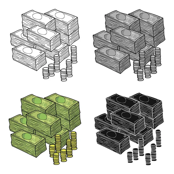 Pilhas de dinheiro e moedas ícone em estilo cartoon isolado no fundo branco. Conferência e negetiations símbolo estoque vetor ilustração . — Vetor de Stock