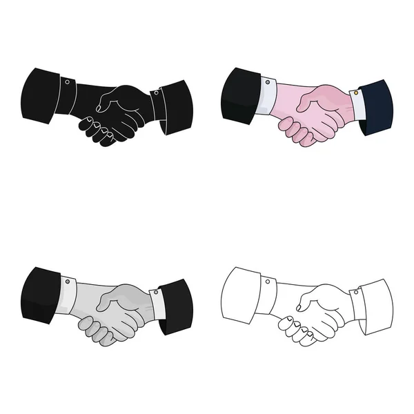 Handshake ikonen i tecknad stil isolerad på vit bakgrund. Konferens- och negetiations symbol lager vektorillustration. — Stock vektor