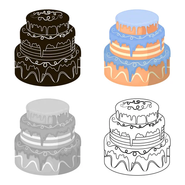 Bolo de duas camadas em um suporte azul. ilustração em vetor de