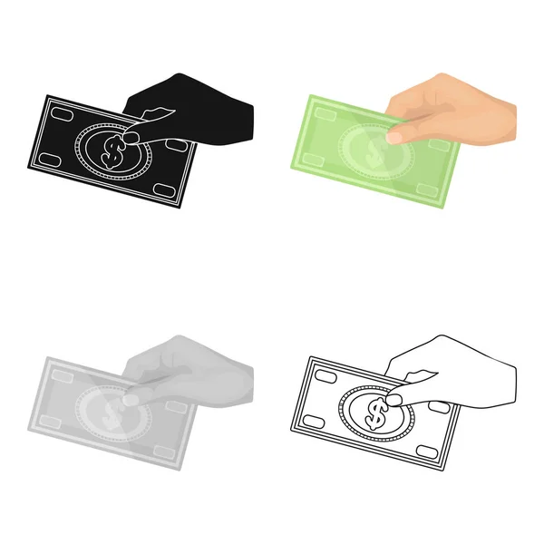 Händer ger pengar ikonen i tecknad stil isolerad på vit bakgrund. Välgörenhet och donationer symbol lager vektorillustration. — Stock vektor
