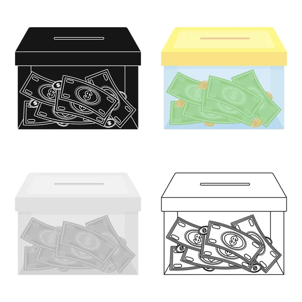 Icône de la tirelire des dons dans le style dessin animé isolé sur fond blanc. Illustration vectorielle du symbole organisme de bienfaisance et don . — Image vectorielle