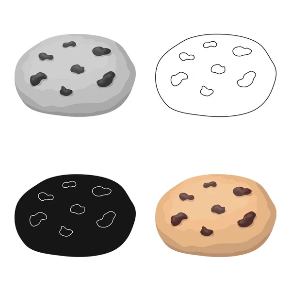 Chocolate chip cookies icono en estilo de dibujos animados aislados sobre fondo blanco. Postres de chocolate símbolo stock vector ilustración . — Vector de stock