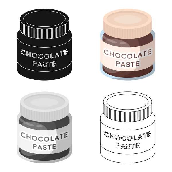 Ícone de pasta de chocolate em estilo cartoon isolado no fundo branco. Sobremesas de chocolate símbolo estoque vetor ilustração . — Vetor de Stock