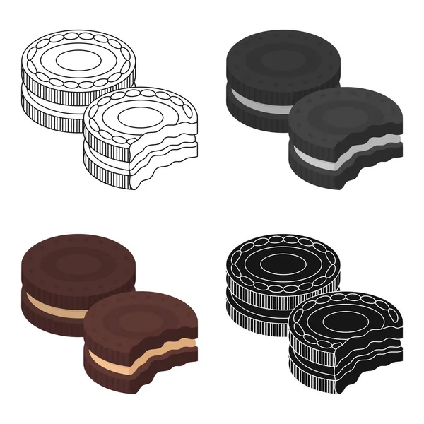 Galletas sándwich de chocolate icono en estilo de dibujos animados aislados sobre fondo blanco. Postres de chocolate símbolo stock vector ilustración . — Vector de stock