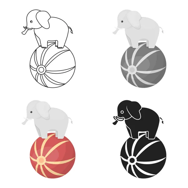 Icono de elefante de circo en estilo de dibujos animados aislado sobre fondo blanco. Circo símbolo stock vector ilustración . — Vector de stock