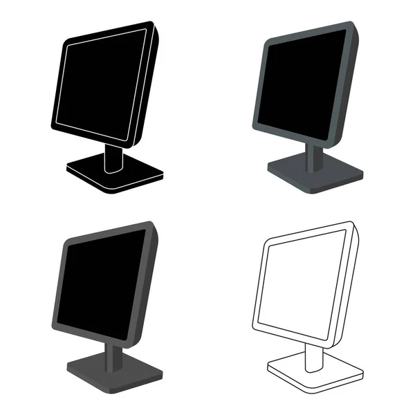 Icône moniteur d'ordinateur dans le style de dessin animé isolé sur fond blanc. Accessoires d'ordinateur personnel symbole illustration vectorielle de stock . — Image vectorielle