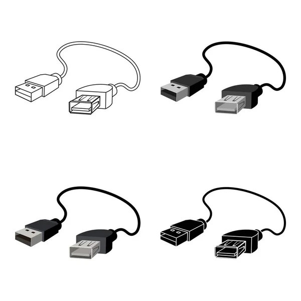 Kabel USB Ikona stylu kreskówka na białym tle. Akcesoria do komputera osobistego symbol Stockowa ilustracja wektorowa. — Wektor stockowy