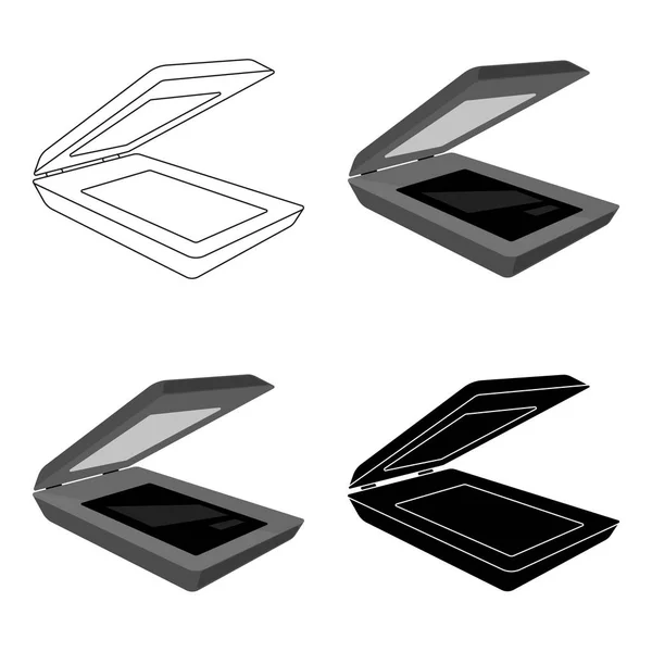 Icono del escáner en estilo de dibujos animados aislado sobre fondo blanco. Accesorios para computadora personal símbolo stock vector ilustración . — Vector de stock