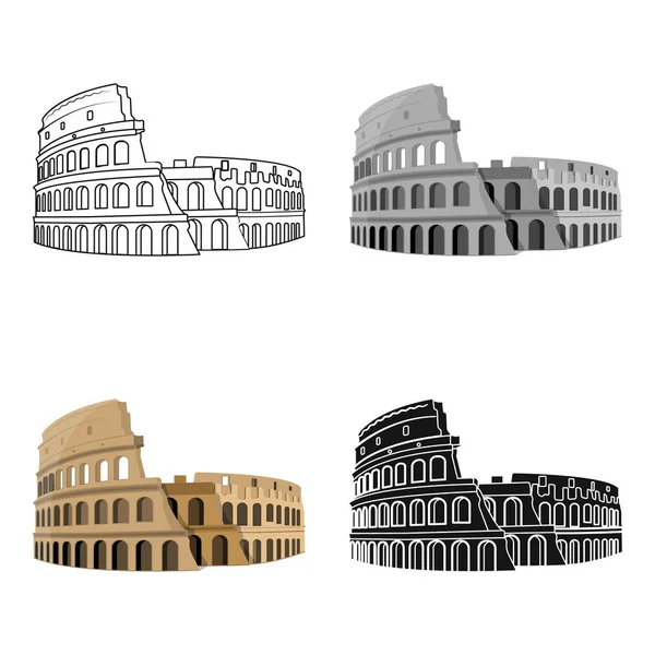 Coliseo en Italia icono en estilo de dibujos animados aislado sobre fondo blanco. Países símbolo stock vector ilustración . — Archivo Imágenes Vectoriales