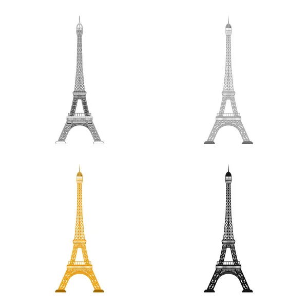 Eiffelova věž ikona v karikatuře stylu izolovaných na bílém pozadí. Země symbol akcií vektorové ilustrace. — Stockový vektor