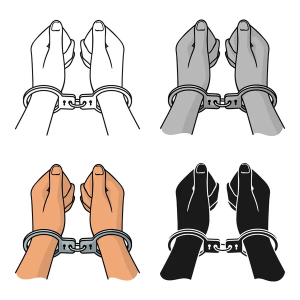 Hands in handcuffs icon in cartoon style isolated on white background. Crime symbol stock vector illustration. — Stock Vector