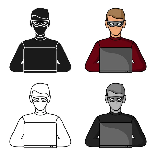 Hacker pictogram in cartoon stijl geïsoleerd op een witte achtergrond. Misdaad symbool voorraad vectorillustratie. — Stockvector