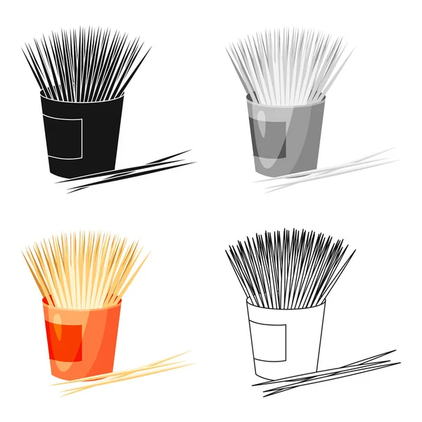Icono de palillos de dientes en estilo de dibujos animados aislados sobre fondo blanco. cuidado dental símbolo stock vector ilustración . — Vector de stock