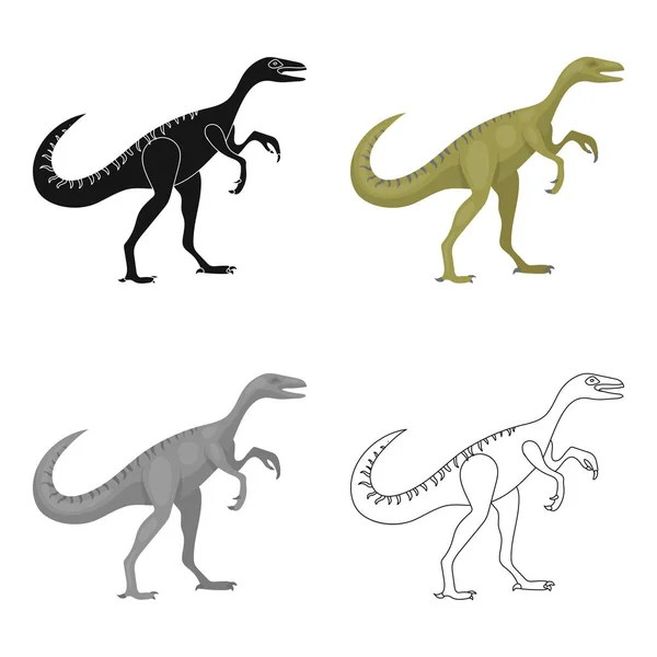 Dinosaurio Gallimimus icono en estilo de dibujos animados aislado sobre fondo blanco. Dinosaurios y símbolos prehistóricos stock vector ilustración — Archivo Imágenes Vectoriales