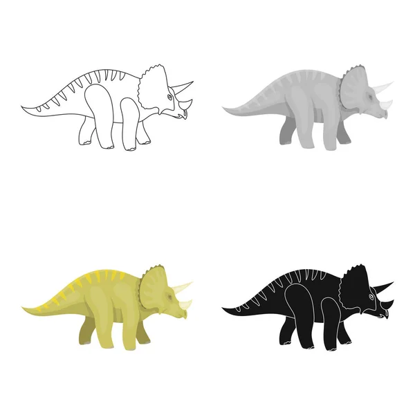 Dinosaurio Triceratops icono en estilo de dibujos animados aislado sobre fondo blanco. Dinosaurios y símbolos prehistóricos stock vector ilustración . — Archivo Imágenes Vectoriales