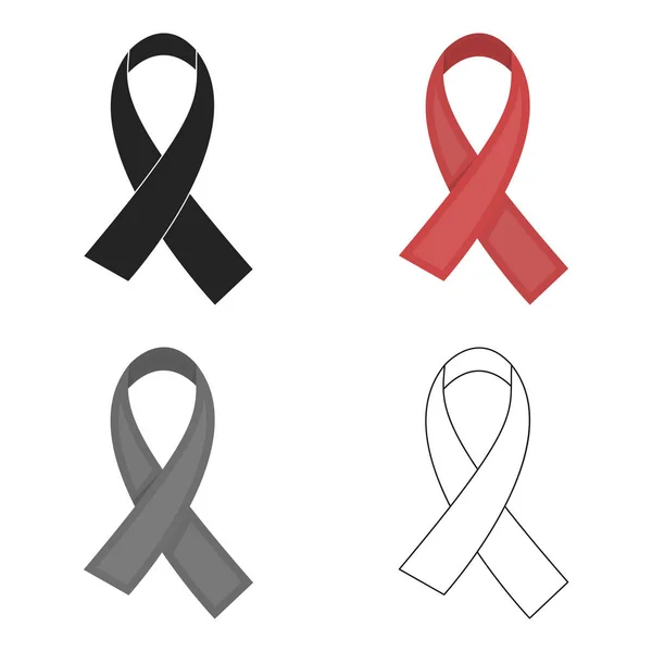 エイズ リボン、白い背景で隔離の漫画スタイルのアイコンです。薬シンボル株式ベクトル図. — ストックベクタ