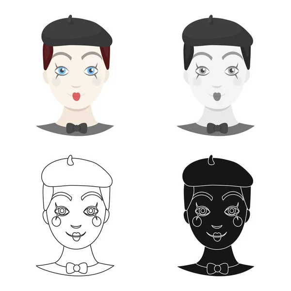 Mime artist icon in cartoon style isolated on white background. Event service symbol stock vector illustration. — Stock Vector