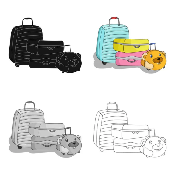 Icône bagage en style dessin animé isolé sur fond blanc. Illustration vectorielle du symbole de vacances familiales . — Image vectorielle