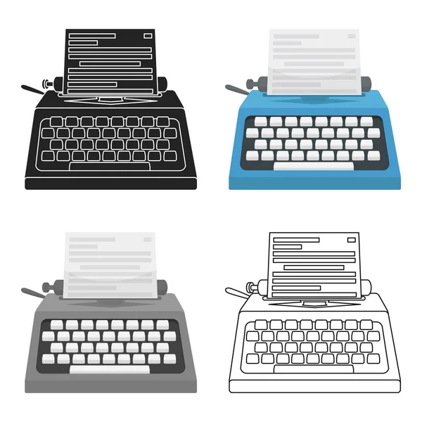 Skrivmaskin ikonen i tecknad stil isolerad på vit bakgrund. Filmer och film symbol Lager vektor illustration. — Stock vektor