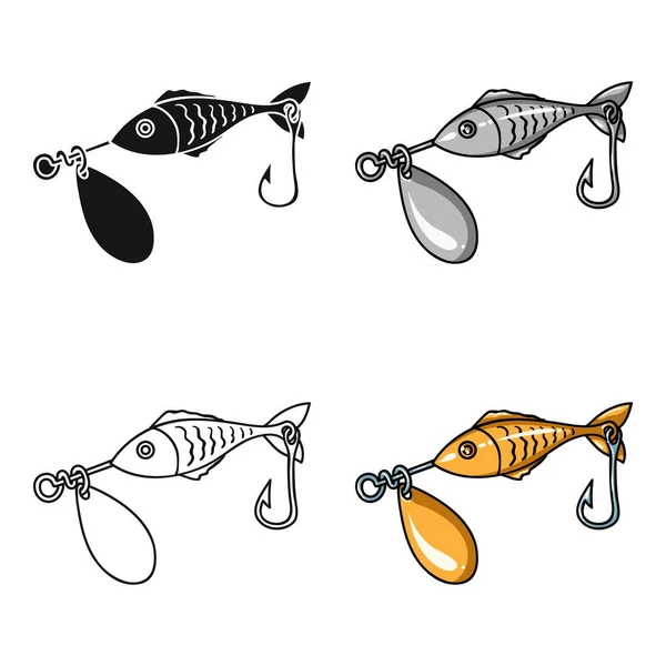 Pesca esca icona in stile cartone animato isolato su sfondo bianco. Simbolo di pesca stock vector illustration . — Vettoriale Stock