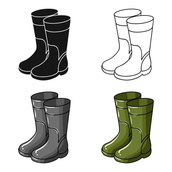 Rubber boots icon in cartoon style isolated on white background. Fishing symbol stock vector illustration. — Stock Vector