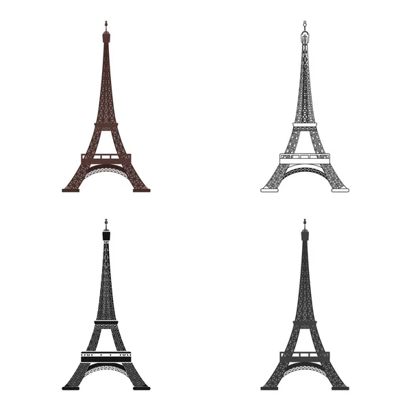 Icono de torre Eiffel en estilo de dibujos animados aislado sobre fondo blanco. Francia país símbolo stock vector ilustración . — Vector de stock