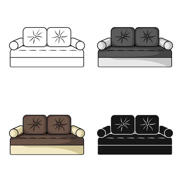 Sofá icono en estilo de dibujos animados aislado sobre fondo blanco. Muebles y hogar símbolo interior stock vector ilustración . — Vector de stock
