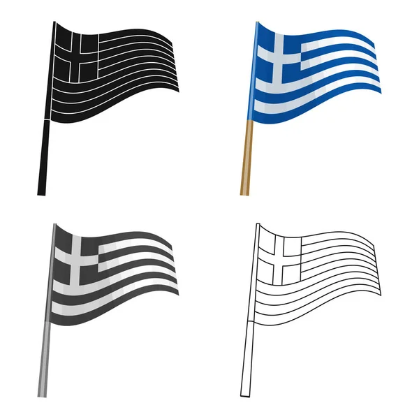 Icono de bandera griega en estilo de dibujos animados aislado sobre fondo blanco. Grecia símbolo stock vector ilustración . — Vector de stock