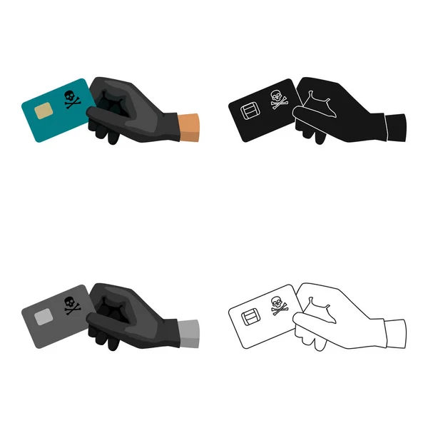 Icono de fraude de tarjeta de crédito en estilo de dibujos animados aislado sobre fondo blanco. Hackers y piratería símbolo stock vector ilustración . — Archivo Imágenes Vectoriales