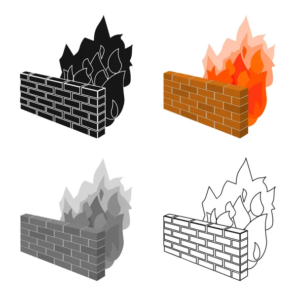 Icono de firewall en estilo de dibujos animados aislado sobre fondo blanco. Hackers y piratería símbolo stock vector ilustración . — Vector de stock