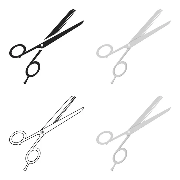 Thinning shears ícone no estilo dos desenhos animados isolado no fundo branco. Ilustração de vetor de estoque de símbolo de cabeleireiro . — Vetor de Stock