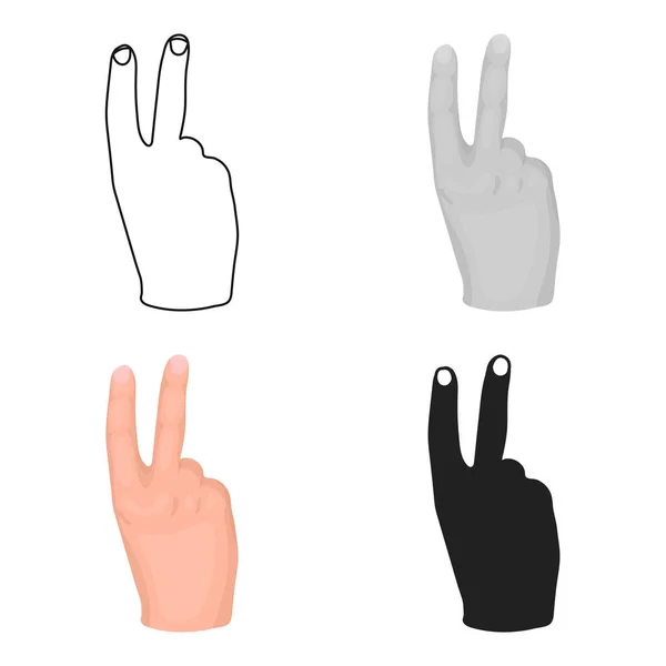 Icône de signe de victoire dans le style de dessin animé isolé sur fond blanc. gestes de la main symbole illustration vectorielle de stock . — Image vectorielle