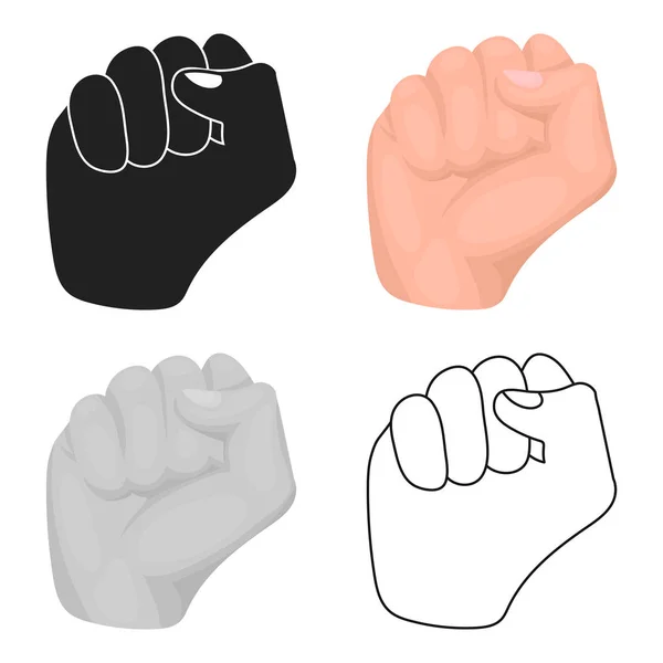 Poing élevé icône dans le style de dessin animé isolé sur fond blanc. gestes de la main symbole illustration vectorielle de stock . — Image vectorielle