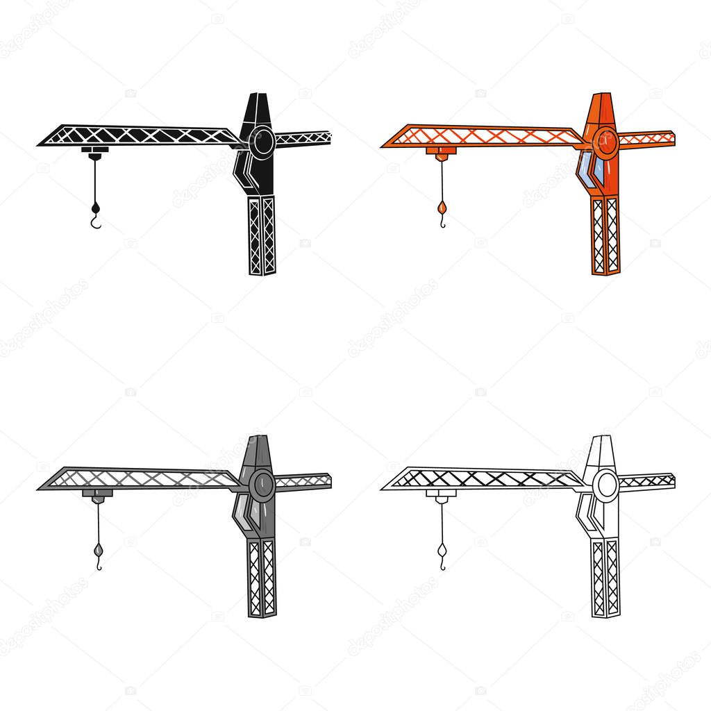 Building crane icon in cartoon design isolated on white background. Architect symbol stock vector illustration.