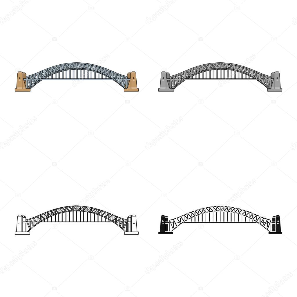 Sydney Harbour Bridge icon in cartoon style isolated on white background. Australia symbol stock vector illustration.