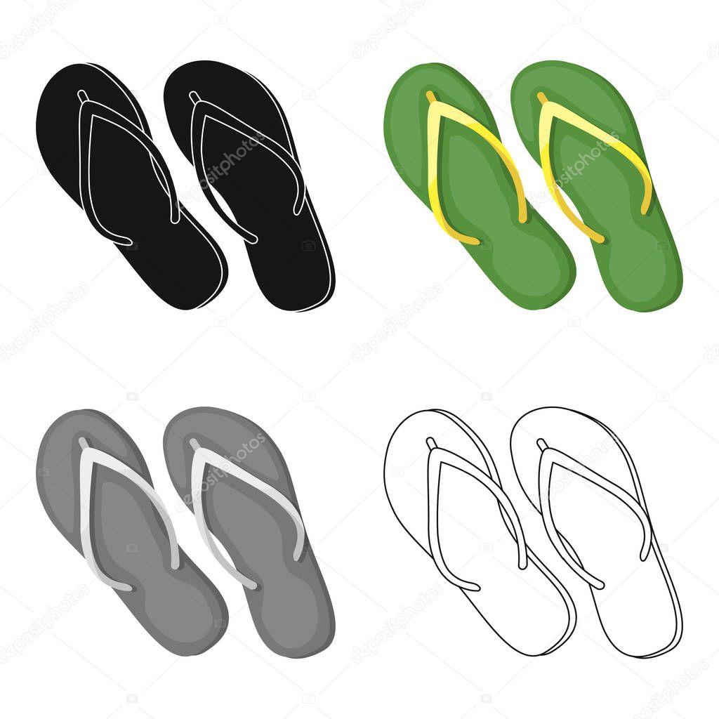 Green flip-flops icon in cartoon design isolated on white background. Brazil country symbol stock vector illustration.
