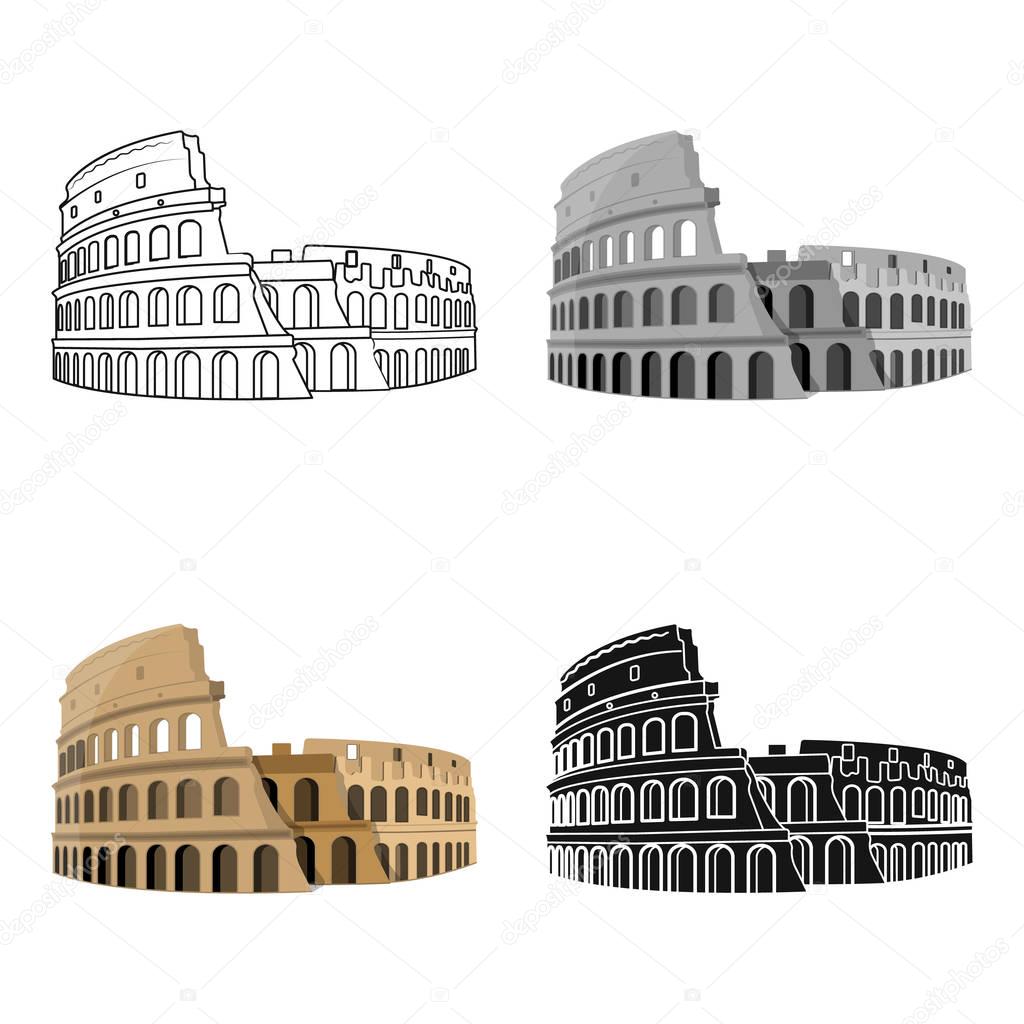 Colosseum in Italy icon in cartoon style isolated on white background. Countries symbol stock vector illustration.