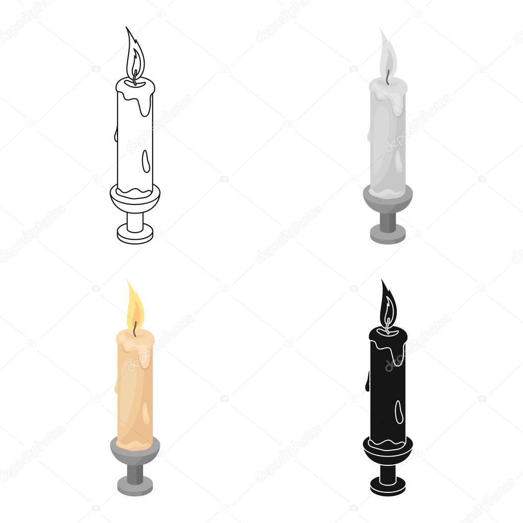 Candle icon in cartoon style isolated on white background. Funeral ceremony symbol stock vector illustration.