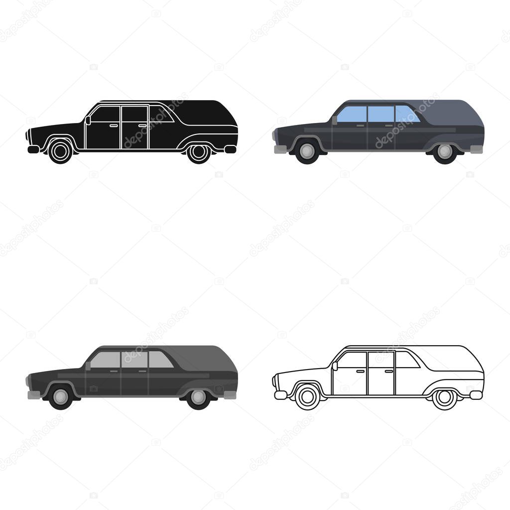 Hearse icon in cartoon design isolated on white background. Funeral ceremony symbol stock vector illustration.