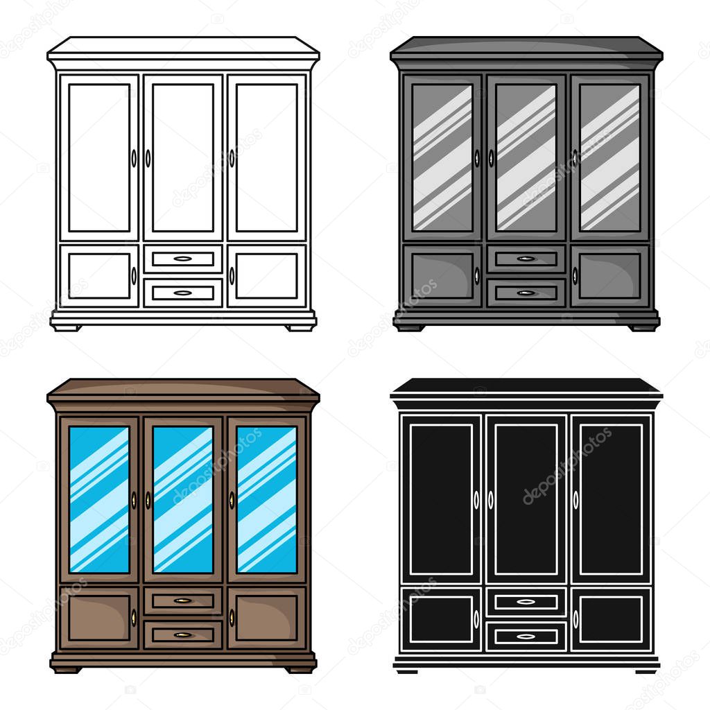 Icono de armario clásico en estilo de dibujos animados aislado sobre