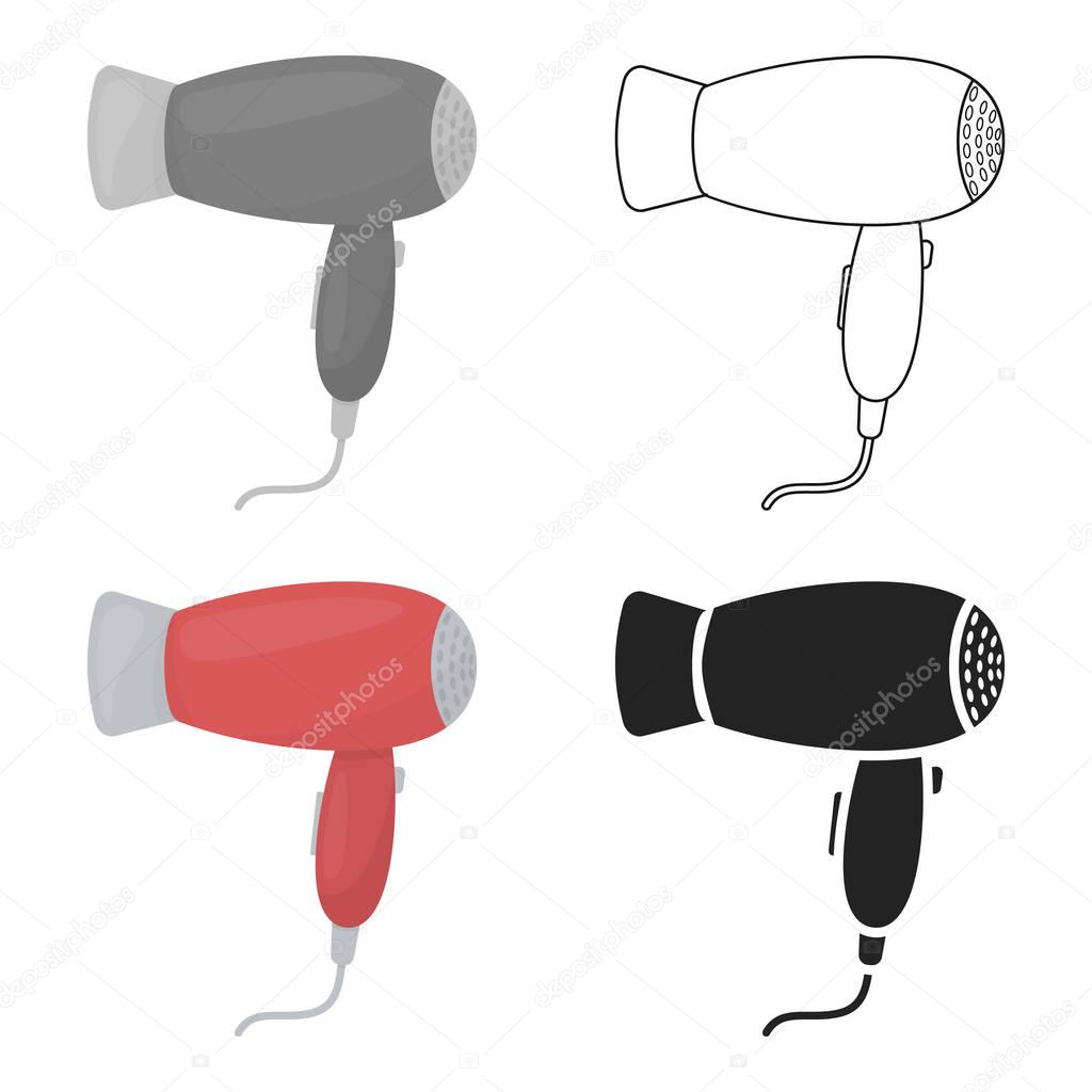 Hair dryer icon in cartoon style isolated on white background. Hairdressery symbol stock vector illustration.