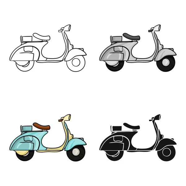 Ícone de scooter italiano da Itália em estilo cartoon isolado no fundo branco. Itália país símbolo estoque vetor ilustração . — Vetor de Stock