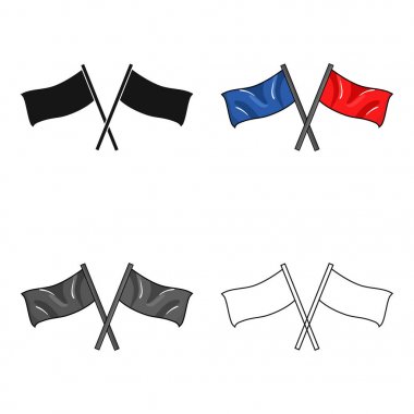 Kırmızı ve mavi bayrak simgesi beyaz arka plan üzerinde izole karikatür tarzı. Paintball sembol stok vektör çizim.