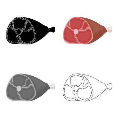 Jambon simgesi beyaz arka plan üzerinde izole karikatür tarzı. Etler sembol stok vektör çizim