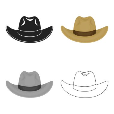 Kovboy şapkası Icon beyaz arka plan üzerinde izole karikatür tarzı. Şapka sembol stok vektör çizim.